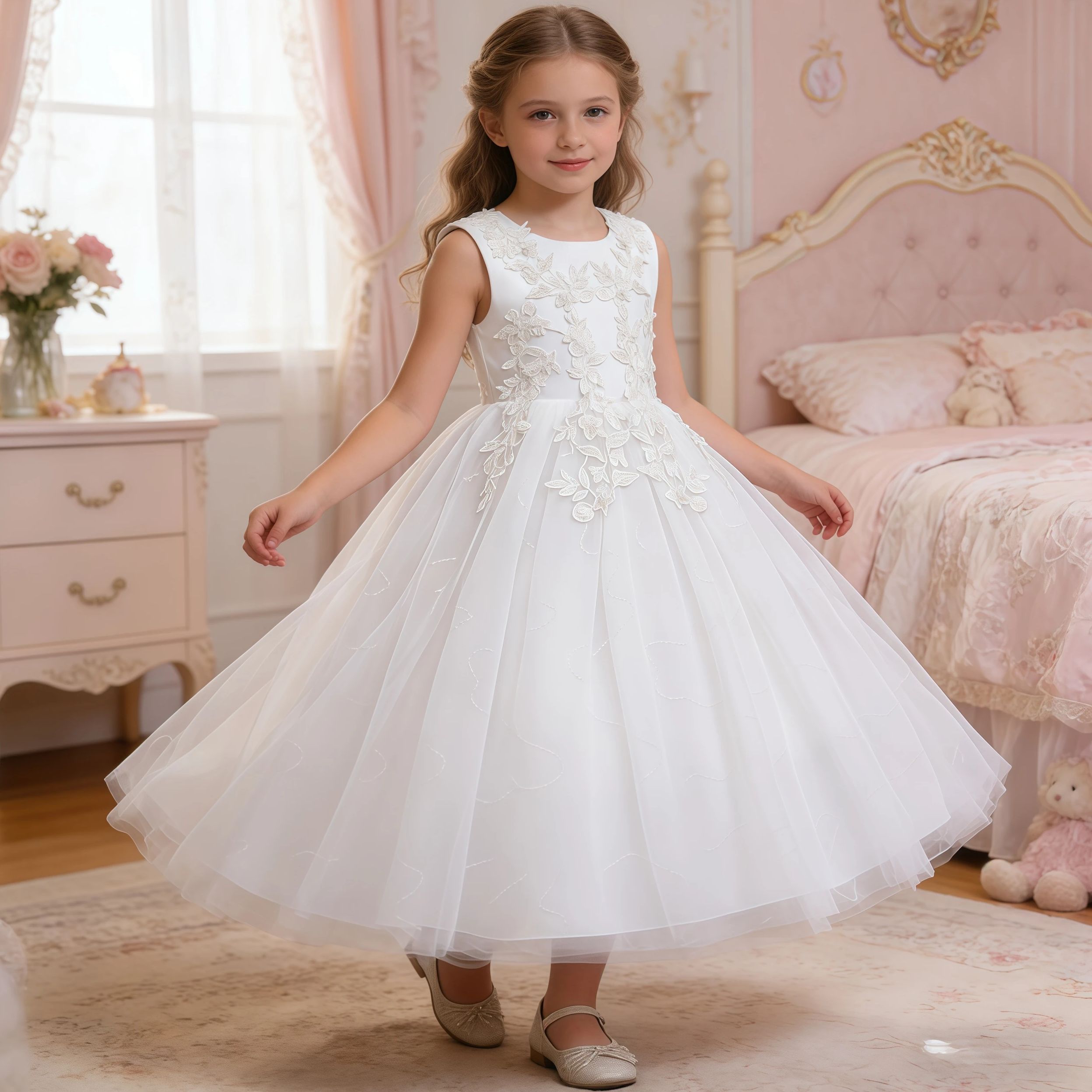 Vestido Longo Branco com Borda - Applique Patch Flower avaliação e preço