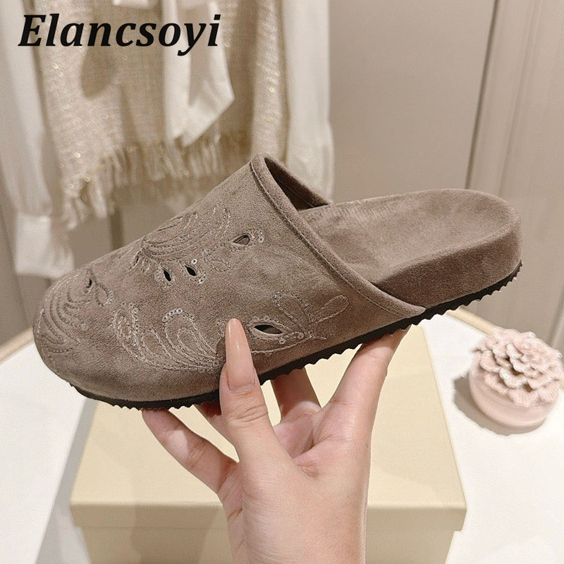 Sapatos Mule Femininos Casuais - Embroidery Embellishments avaliação e preço