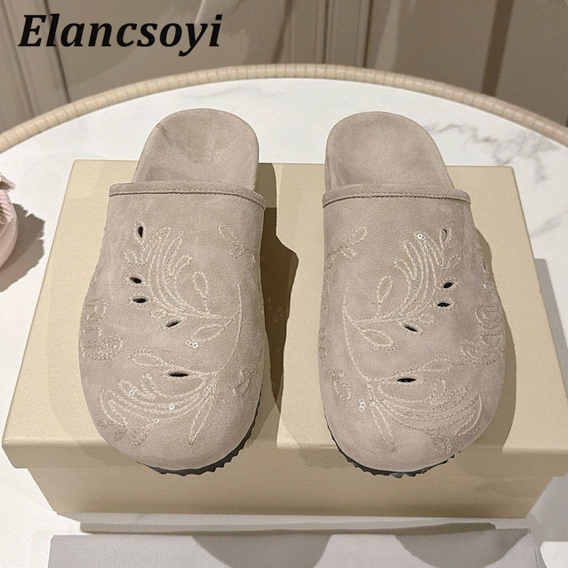 Sapatos Mule Femininos Casuais - Embroidery Embellishments avaliação e preço